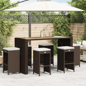 Taburetes altos de bar jardín con cojines 6 uds ratán PE marrón de , Sillas de jardín - Ref: Foro24-368691, Precio: 336,32 €,...