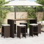 Taburetes altos de bar jardín con cojines 6 uds ratán PE marrón de , Sillas de jardín - Ref: Foro24-368691, Precio: 336,32 €,...