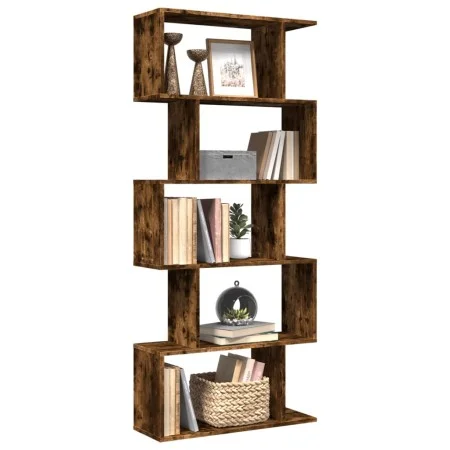 Librería divisora 5 niveles madera roble ahumado 70x24x161 cm de , Librerías y estanterías - Ref: Foro24-858097, Precio: 62,1...