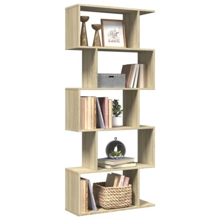 Librería divisora 5 niveles madera roble Sonoma 70x24x161 cm de , Librerías y estanterías - Ref: Foro24-858095, Precio: 64,07...