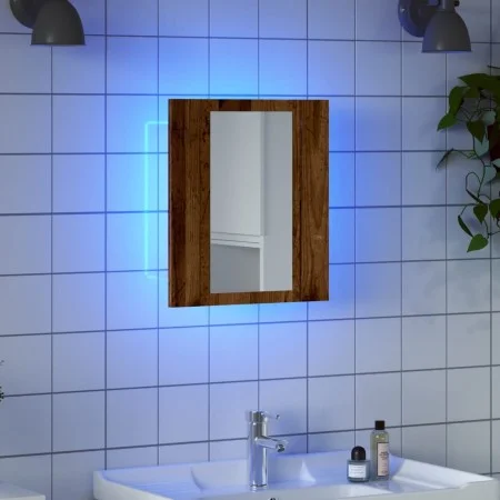 Armario de baño con espejo LED madera envejecida 40x12x45 cm de , Tocadores de baño - Ref: Foro24-856279, Precio: 38,64 €, De...