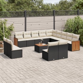 Set sofás de jardín 14 pzas con cojines ratán sintético negro de , Conjuntos de jardín - Ref: Foro24-3260572, Precio: 811,10 ...