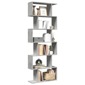 Librería divisora 6 niveles madera gris hormigón 70x24x193 cm de , Librerías y estanterías - Ref: Foro24-858087, Precio: 70,4...