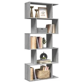Librería divisora 5 niveles madera gris Sonoma 70x24x161 cm de , Librerías y estanterías - Ref: Foro24-858098, Precio: 60,54 ...