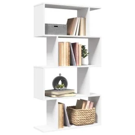 Librería divisor 4 niveles madera ingeniería blanco 70x24x129cm de , Librerías y estanterías - Ref: Foro24-858102, Precio: 54...