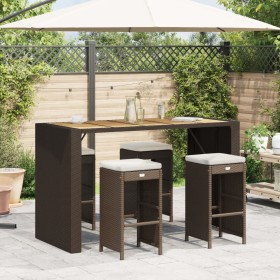 Taburetes de bar de jardín con cojines 4 uds ratán PE marrón de , Sillas de jardín - Ref: Foro24-368688, Precio: 228,80 €, De...