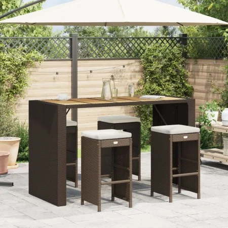 Taburetes de bar de jardín con cojines 4 uds ratán PE marrón de , Sillas de jardín - Ref: Foro24-368688, Precio: 257,16 €, De...