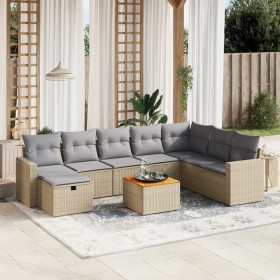 Juego de sofás jardín con cojines beige mezcla 9 pzas ratán PE de , Conjuntos de jardín - Ref: Foro24-3264874, Precio: 521,28...