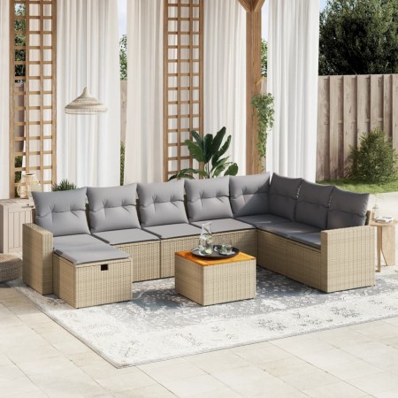 Juego de sofás jardín con cojines beige mezcla 9 pzas ratán PE de , Conjuntos de jardín - Ref: Foro24-3264874, Precio: 521,28...