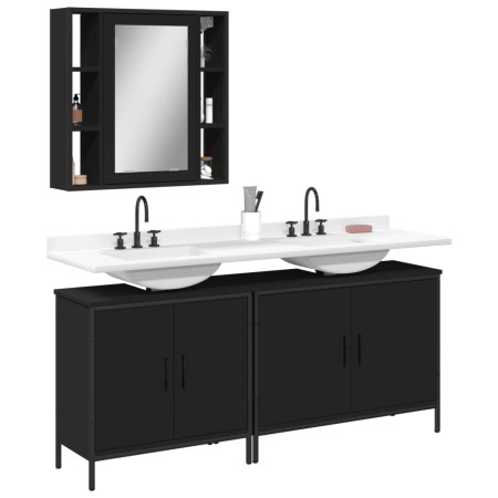 Set de muebles de baño 3 piezas madera contrachapada negro de , Muebles de baño - Ref: Foro24-3214730, Precio: 171,48 €, Desc...