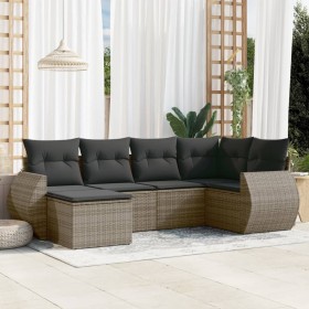 Set de muebles de jardín 6 pzas y cojines ratán sintético gris en Conjuntos de jardín | Comprar online en Foru.es