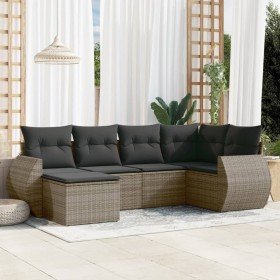 Set de muebles de jardín 6 pzas y cojines ratán sintético gris en Conjuntos de jardín | Comprar online en Foru.es