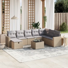 Juego de sofás jardín con cojines beige mezcla 9 pzas ratán PE de , Conjuntos de jardín - Ref: Foro24-3263595, Precio: 524,79...