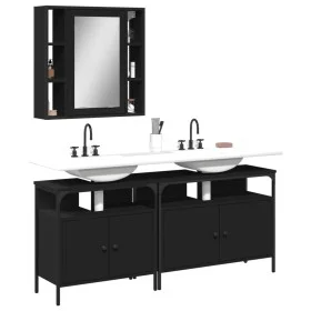 Set de muebles de baño 3 piezas madera contrachapada negro de , Muebles de baño - Ref: Foro24-3214725, Precio: 178,81 €, Desc...