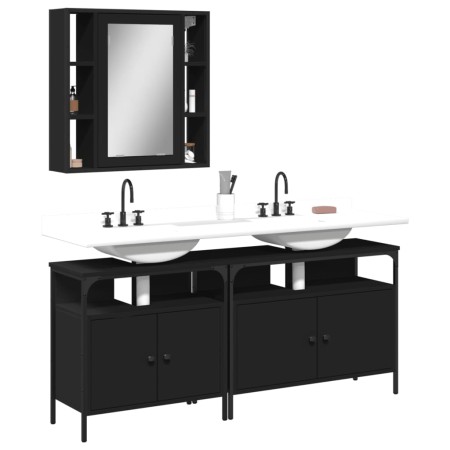 Set de muebles de baño 3 piezas madera contrachapada negro de , Muebles de baño - Ref: Foro24-3214725, Precio: 182,23 €, Desc...