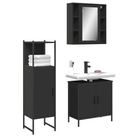 Set de muebles de baño 3 piezas madera contrachapada negro de , Muebles de baño - Ref: Foro24-3214760, Precio: 172,90 €, Desc...