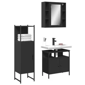 Set de muebles de baño 3 piezas madera contrachapada negro de , Muebles de baño - Ref: Foro24-3214755, Precio: 167,19 €, Desc...