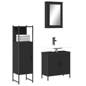 Juego de muebles de baño 3 pzas madera contrachapada negro de , Muebles de baño - Ref: Foro24-3214820, Precio: 152,07 €, Desc...