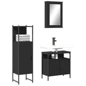 Juego de muebles de baño 3 pzas madera contrachapada negro de , Muebles de baño - Ref: Foro24-3214815, Precio: 149,54 €, Desc...
