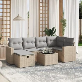 Juego de sofás jardín con cojines beige mezcla 7 pzas ratán PE de , Conjuntos de jardín - Ref: Foro24-3263495, Precio: 429,71...