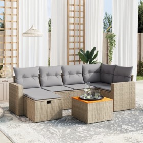 Juego de sofás jardín con cojines beige mezcla 7 pzas ratán PE de , Conjuntos de jardín - Ref: Foro24-3264839, Precio: 427,05...