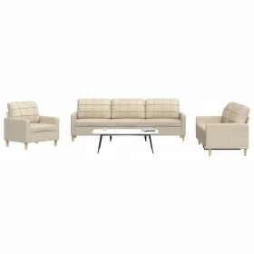 Juego de sofás 3 piezas tela color crema de , Sofás - Ref: Foro24-3278289, Precio: 620,92 €, Descuento: %