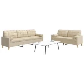 Juego de sofás con cojines 2 piezas tela crema de , Sofás - Ref: Foro24-3278337, Precio: 523,14 €, Descuento: %