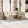 Set sofás de jardín 7 piezas y cojines ratán sintético beige en Conjuntos de jardín | Comprar online en Foru.es
