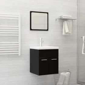 Conjunto de muebles de baño 2 pzas madera contrachapada negro de , Muebles de baño - Ref: Foro24-804774, Precio: 53,41 €, Des...