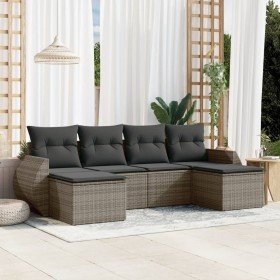 Set de muebles de jardín 6 pzas y cojines ratán sintético gris en Conjuntos de jardín | Comprar online en Foru.es