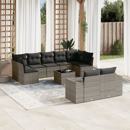Set de sofás de jardín 10 pzas con cojines ratán sintético gris de , Conjuntos de jardín - Ref: Foro24-3223029, Precio: 602,4...