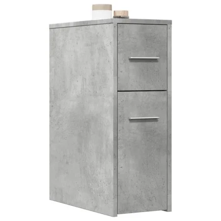 Armario de baño estrecho con ruedas madera gris hormigón de , Taquillas y armarios de almacenamiento - Ref: Foro24-855280, Pr...