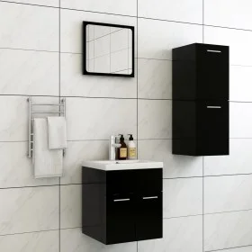 Juego de muebles de baño madera de ingeniería negro de , Muebles de baño - Ref: Foro24-3070992, Precio: 90,58 €, Descuento: %