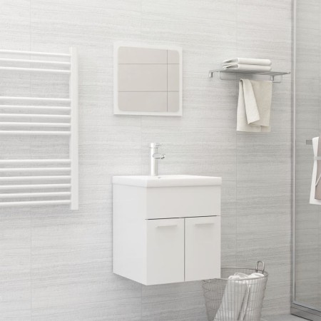 Juego de muebles de baño madera de ingeniería blanco brillo de , Muebles de baño - Ref: Foro24-3070862, Precio: 124,76 €, Des...