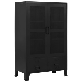 Armario oficina indutrial puertas malla acero negro 75x40x120cm de , Armarios archivadores - Ref: Foro24-145355, Precio: 223,...