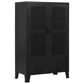 Armario oficina indutrial puertas malla acero negro 75x40x120cm de , Armarios archivadores - Ref: Foro24-145355, Precio: 228,...