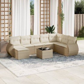 Set de sofás de jardín 9 pzas con cojines ratán sintético beige en Conjuntos de jardín | Comprar online en Foru.es