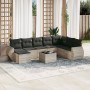 Set muebles jardín 9 pzas y cojines ratán sintético gris claro en Conjuntos de jardín | Comprar online en Foru.es