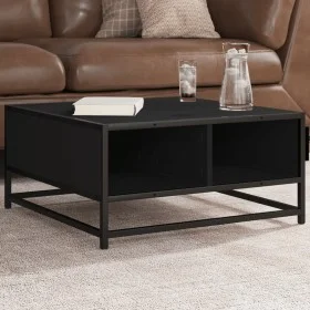 Mesa de centro madera ingeniería y metal negro 60,5x60,5x30 cm de , Mesas de centro - Ref: Foro24-848764, Precio: 45,44 €, De...