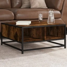Rauchige Eiche Holz und Metall Couchtisch 60,5x60,5x30 cm von , Couchtisch - Ref: Foro24-848766, Preis: 44,18 €, Rabatt: %