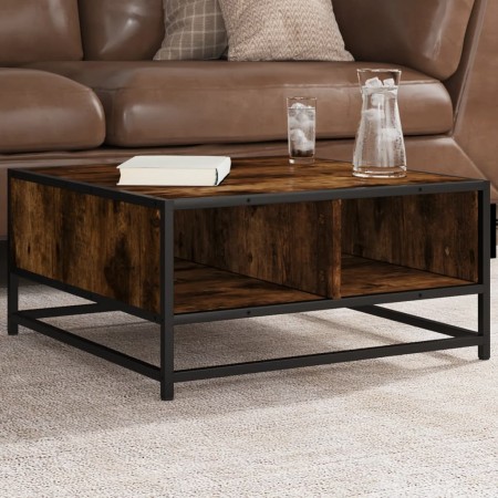 Mesa de centro madera y metal roble ahumado 60,5x60,5x30 cm de , Mesas de centro - Ref: Foro24-848766, Precio: 44,70 €, Descu...