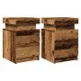 Mesitas de noche con LED 2 uds madera envejecida 35x39x55 cm de , Mesitas de noche - Ref: Foro24-857655, Precio: 112,40 €, De...