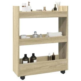 Narrow storage cart 3 levels oak Sonoma wood by , Kitchen and dining carts - Ref: Foro24-855252, Price: 52,91 €, Discount: %