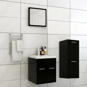 Juego de muebles de baño madera de ingeniería negro de , Muebles de baño - Ref: Foro24-3071172, Precio: 167,96 €, Descuento: %