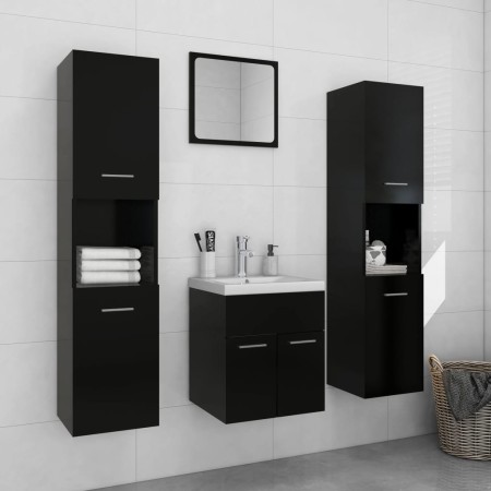 Juego de muebles de baño madera de ingeniería negro de , Muebles de baño - Ref: Foro24-3071217, Precio: 259,91 €, Descuento: %