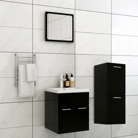 Juego de muebles de baño madera de ingeniería negro de , Muebles de baño - Ref: Foro24-3071442, Precio: 214,52 €, Descuento: %