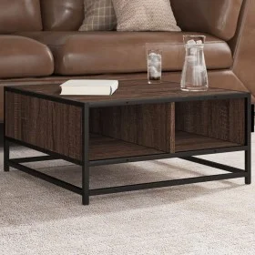 Mesa de centro madera ingeniería y metal marrón 60,5x60,5x30 cm de , Mesas de centro - Ref: Foro24-848768, Precio: 45,13 €, D...