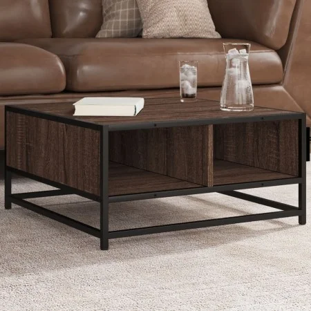 Mesa de centro madera ingeniería y metal marrón 60,5x60,5x30 cm de , Mesas de centro - Ref: Foro24-848768, Precio: 45,13 €, D...