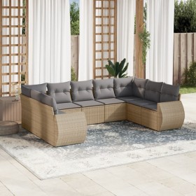 Set de sofás de jardín 9 pzas con cojines ratán sintético beige en Conjuntos de jardín | Comprar online en Foru.es