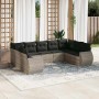 Set muebles jardín 9 pzas y cojines ratán sintético gris claro en Conjuntos de jardín | Comprar online en Foru.es